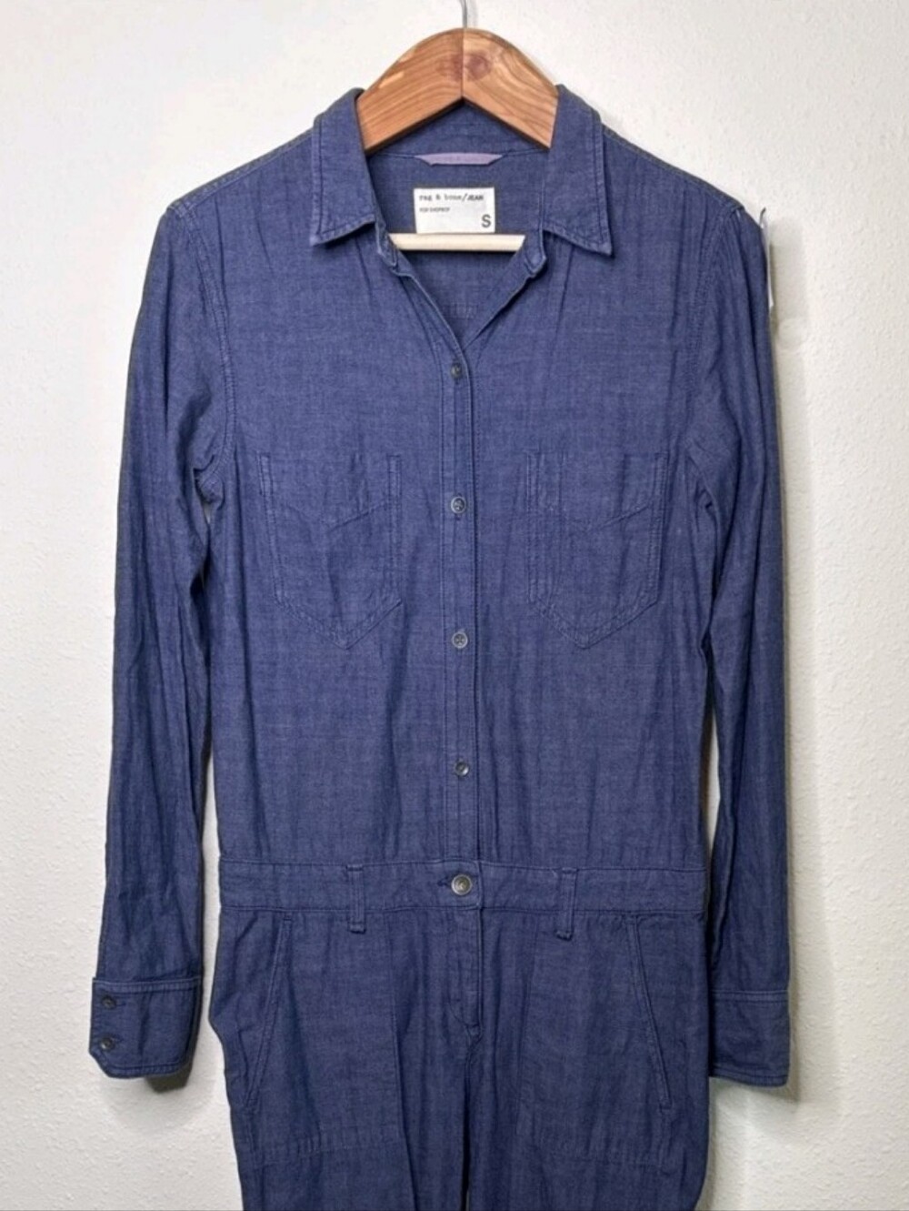 NWT- rag & bone/JEAN Cotton Jumpsuit Boiler Suit in Blue Size Medium